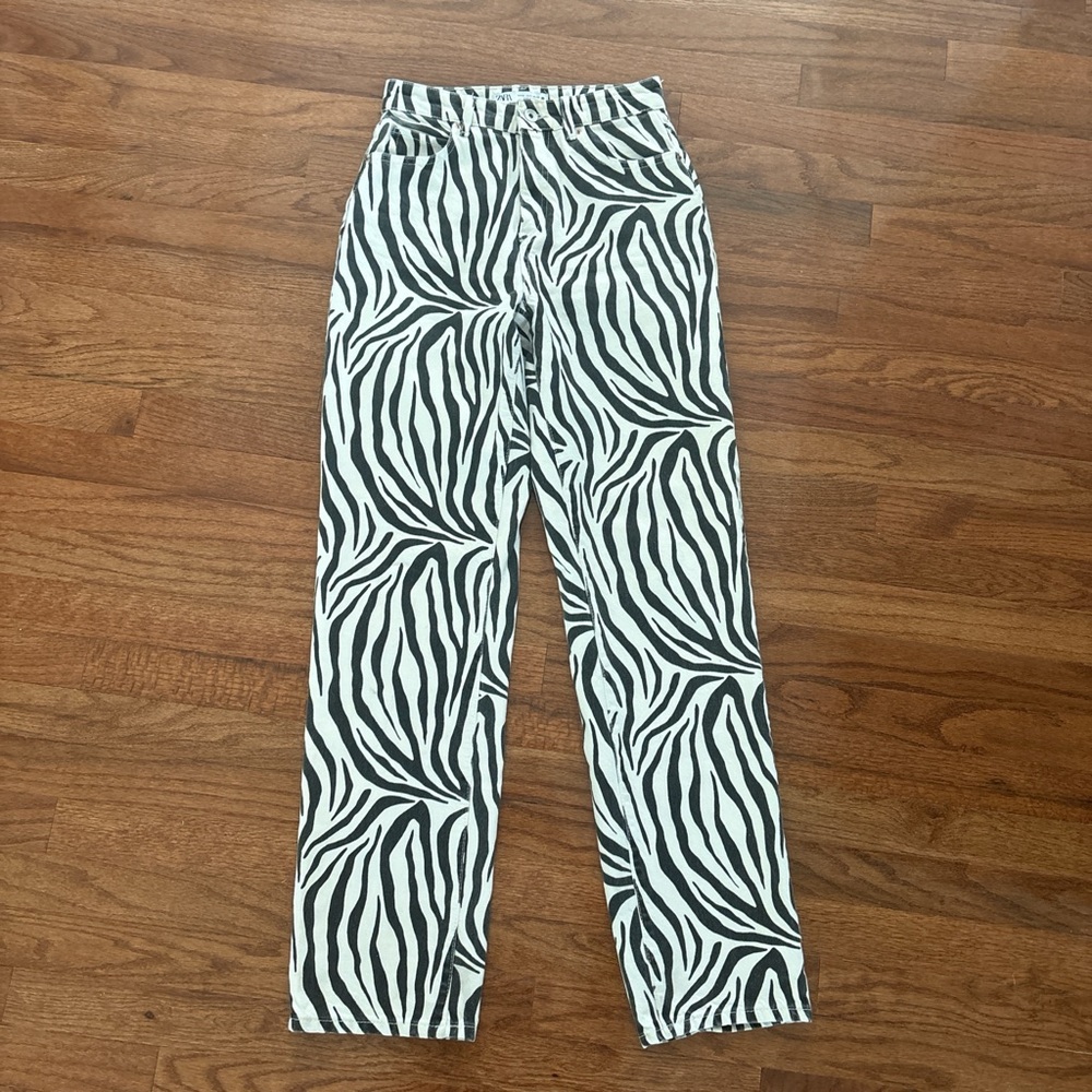 Zara zebra print jeans